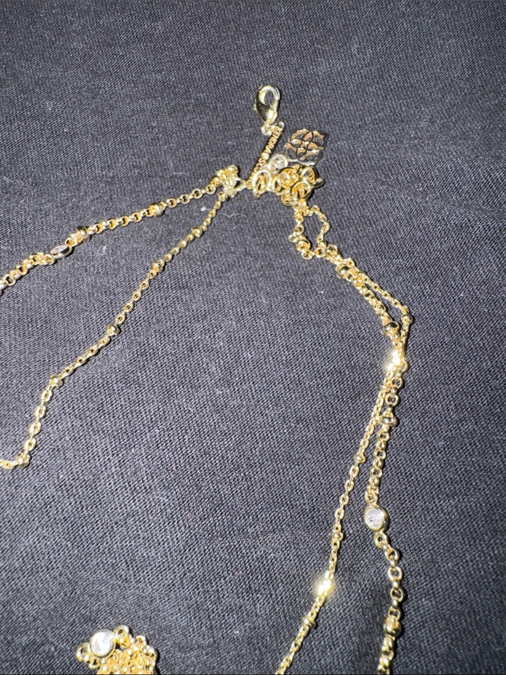 Kendra Scott Gold Layered Pendant Necklace with Clear Crystal Accents - Picture 5 of 8